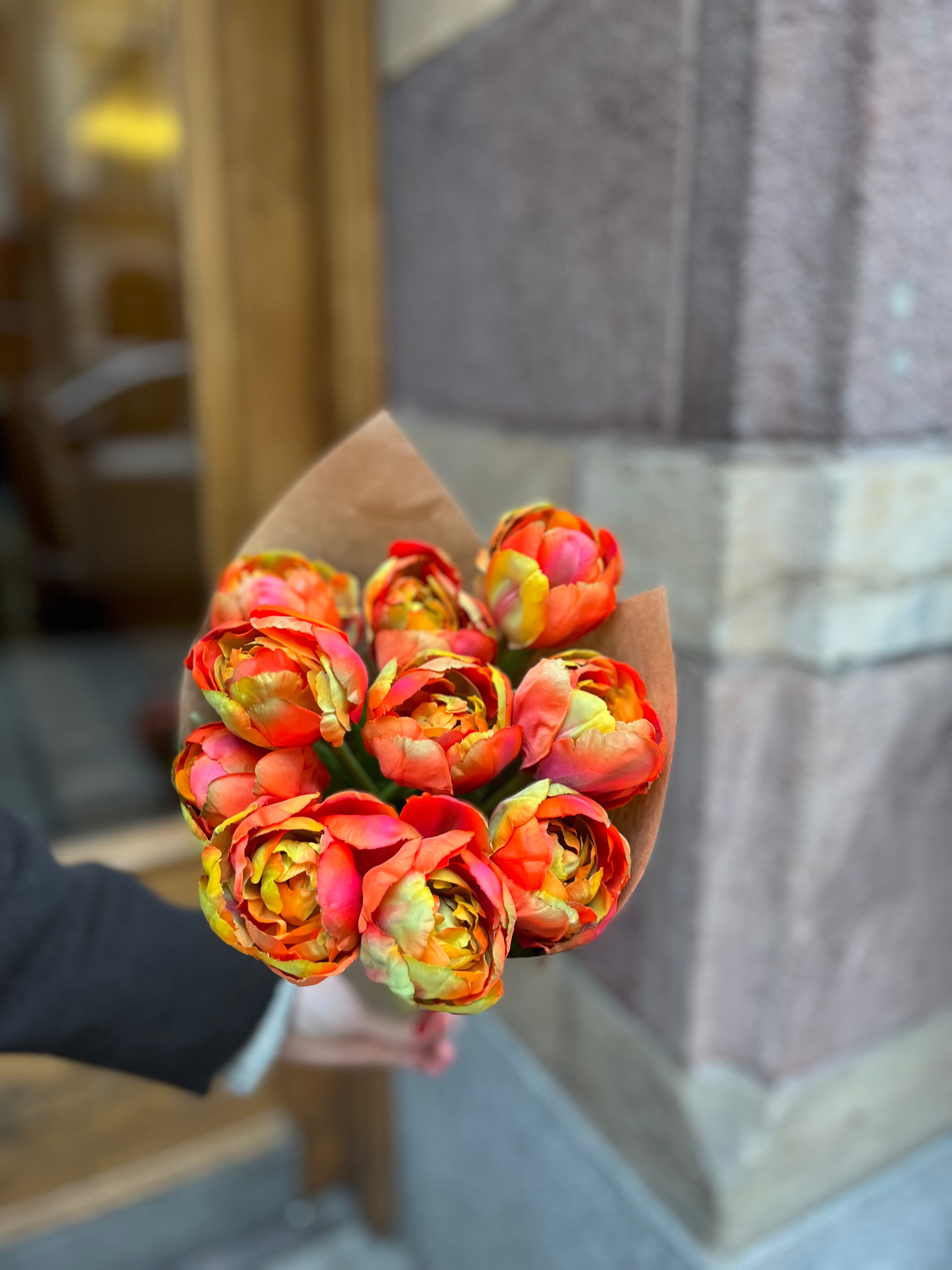 Peony tulip bouquet, Orange