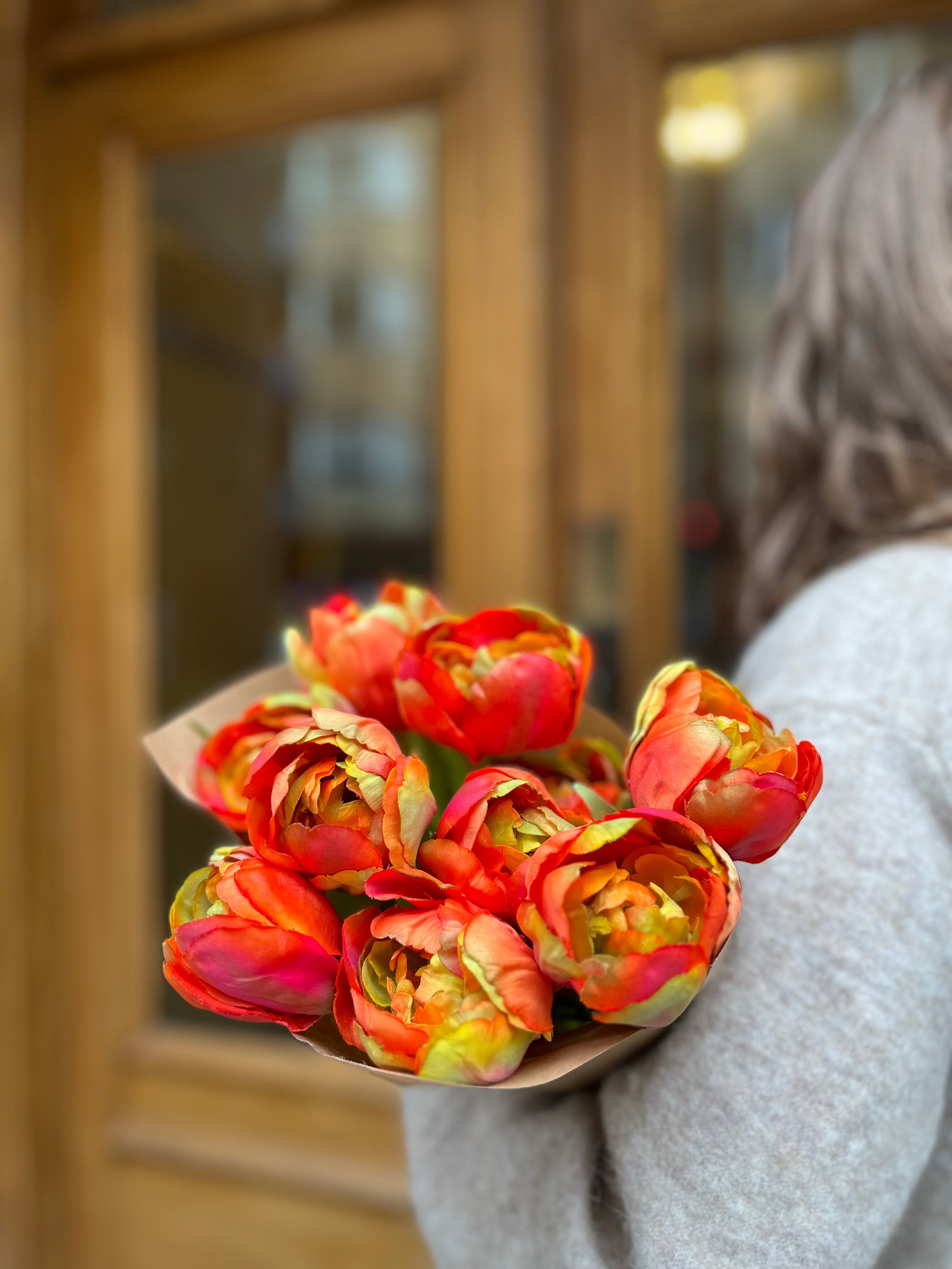 Peony tulip bouquet, Orange