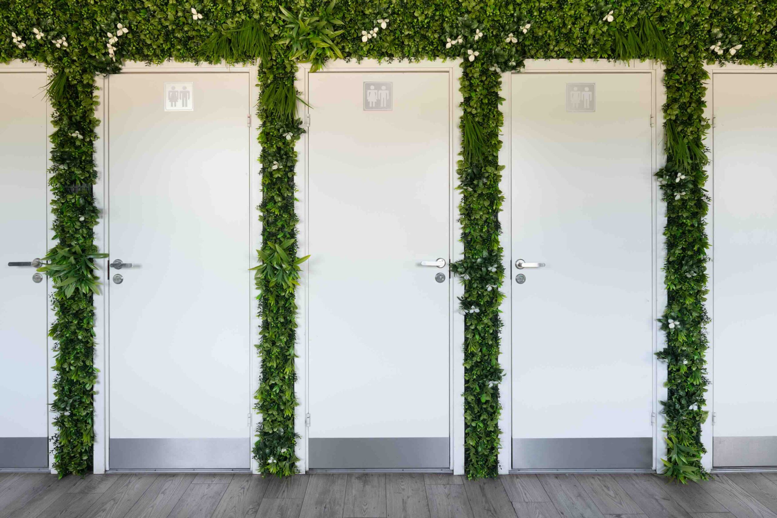 Växtvägg Grön med Vita Blommor, UV